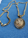14k 6mm Gold Plated Cuban link Chain bracelet and Pendant