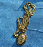 14k 6mm Gold Plated Cuban link Chain bracelet and Pendant