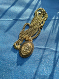 14k 6mm Gold Plated Cuban link Chain bracelet and Pendant