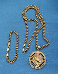 14k 6mm Gold Plated Cuban link Chain bracelet and Pendant