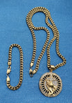 14k 6mm Gold Plated Cuban link Chain bracelet and Pendant