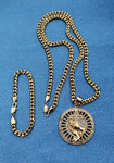 14k 6mm Gold Plated Cuban link Chain bracelet and Pendant