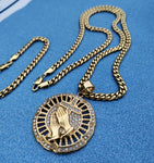 14k 6mm Gold Plated Cuban link Chain bracelet and Pendant
