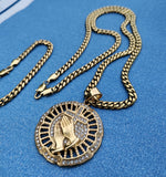 14k 6mm Gold Plated Cuban link Chain bracelet and Pendant