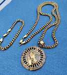14k 6mm Gold Plated Cuban link Chain bracelet and Pendant