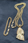 14k 6mm Gold Plated Cuban link Chain bracelet and Pendant