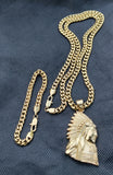 14k 6mm Gold Plated Cuban link Chain bracelet and Pendant