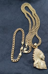14k 6mm Gold Plated Cuban link Chain bracelet and Pendant