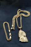 14k 6mm Gold Plated Cuban link Chain bracelet and Pendant