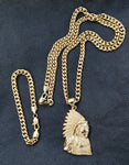 14k 6mm Gold Plated Cuban link Chain bracelet and Pendant