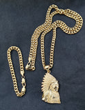 14k 6mm Gold Plated Cuban link Chain bracelet and Pendant