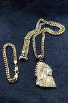 14k 6mm Gold Plated Cuban link Chain bracelet and Pendant