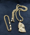 14k 6mm Gold Plated Cuban link Chain bracelet and Pendant