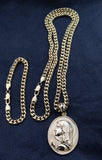 14k 6mm Gold Plated Cuban link Chain bracelet and Pendant