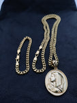 14k 6mm Gold Plated Cuban link Chain bracelet and Pendant