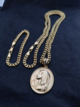14k 6mm Gold Plated Cuban link Chain bracelet and Pendant