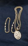 14k 6mm Gold Plated Cuban link Chain bracelet and Pendant