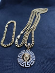 14k 6mm Gold Plated Cuban link Chain bracelet and Pendant