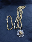 14k 6mm Gold Plated Cuban link Chain bracelet and Pendant
