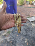 14k gold-plated 12mm Flat Cuban link chain and bracelet set