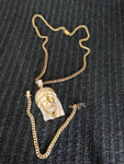 14k 6mm Gold Plated Cuban Link Chain Pendant and Bracelet Set
