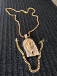 14k 6mm Gold Plated Cuban Link Chain Pendant and Bracelet Set