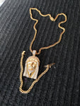 14k 6mm Gold Plated Cuban Link Chain Pendant and Bracelet Set