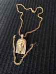 14k 6mm Gold Plated Cuban Link Chain Pendant and Bracelet Set