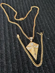 14k 6mm Gold Plated Cuban Link Chain Pendant and Bracelet Set