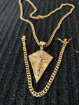 14k 6mm Gold Plated Cuban Link Chain Pendant and Bracelet Set