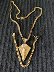 14k 6mm Gold Plated Cuban Link Chain Pendant and Bracelet Set