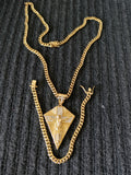 14k 6mm Gold Plated Cuban Link Chain Pendant and Bracelet Set