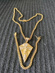 14k 6mm Gold Plated Cuban Link Chain Pendant and Bracelet Set