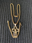 14k 6mm Gold Plated Cuban Link Chain Pendant and Bracelet Set