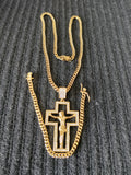 14k 6mm Gold Plated Cuban Link Chain Pendant and Bracelet Set