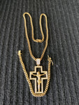 14k 6mm Gold Plated Cuban Link Chain Pendant and Bracelet Set