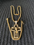 14k 6mm Gold Plated Cuban Link Chain Pendant and Bracelet Set