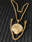 14k 6mm Gold Plated Cuban Link Chain Pendant and Bracelet Set
