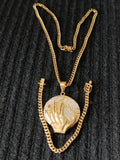 14k 6mm Gold Plated Cuban Link Chain Pendant and Bracelet Set
