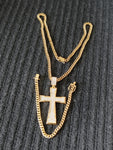l 14k 6mm Gold Plated Cuban Link Chain Pendant and Bracelet Set