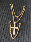 l 14k 6mm Gold Plated Cuban Link Chain Pendant and Bracelet Set