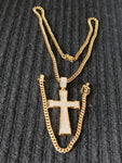 l 14k 6mm Gold Plated Cuban Link Chain Pendant and Bracelet Set