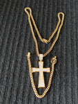l 14k 6mm Gold Plated Cuban Link Chain Pendant and Bracelet Set