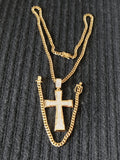 l 14k 6mm Gold Plated Cuban Link Chain Pendant and Bracelet Set