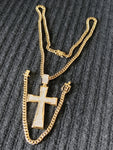 l 14k 6mm Gold Plated Cuban Link Chain Pendant and Bracelet Set