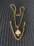14k 6mm Gold Plated Cuban Link Chain Pendant and Bracelet Set