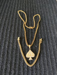 14k 6mm Gold Plated Cuban Link Chain Pendant and Bracelet Set