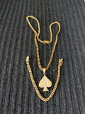 14k 6mm Gold Plated Cuban Link Chain Pendant and Bracelet Set