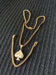 14k 6mm Gold Plated Cuban Link Chain Pendant and Bracelet Set