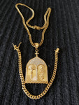 14k 6mm Gold Plated Cuban Link Chain Pendant and Bracelet Set